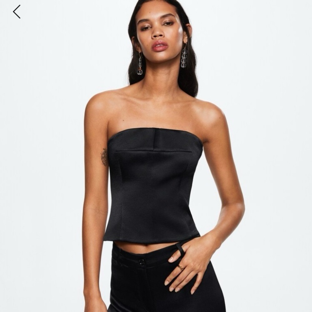 Mango Black Satin Top